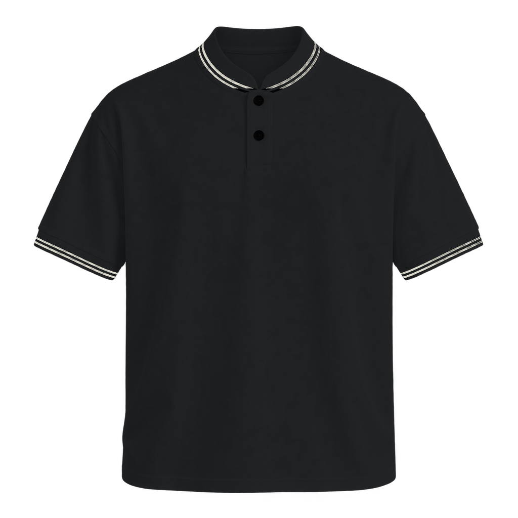 Contrast Trim Polo — Black front view
