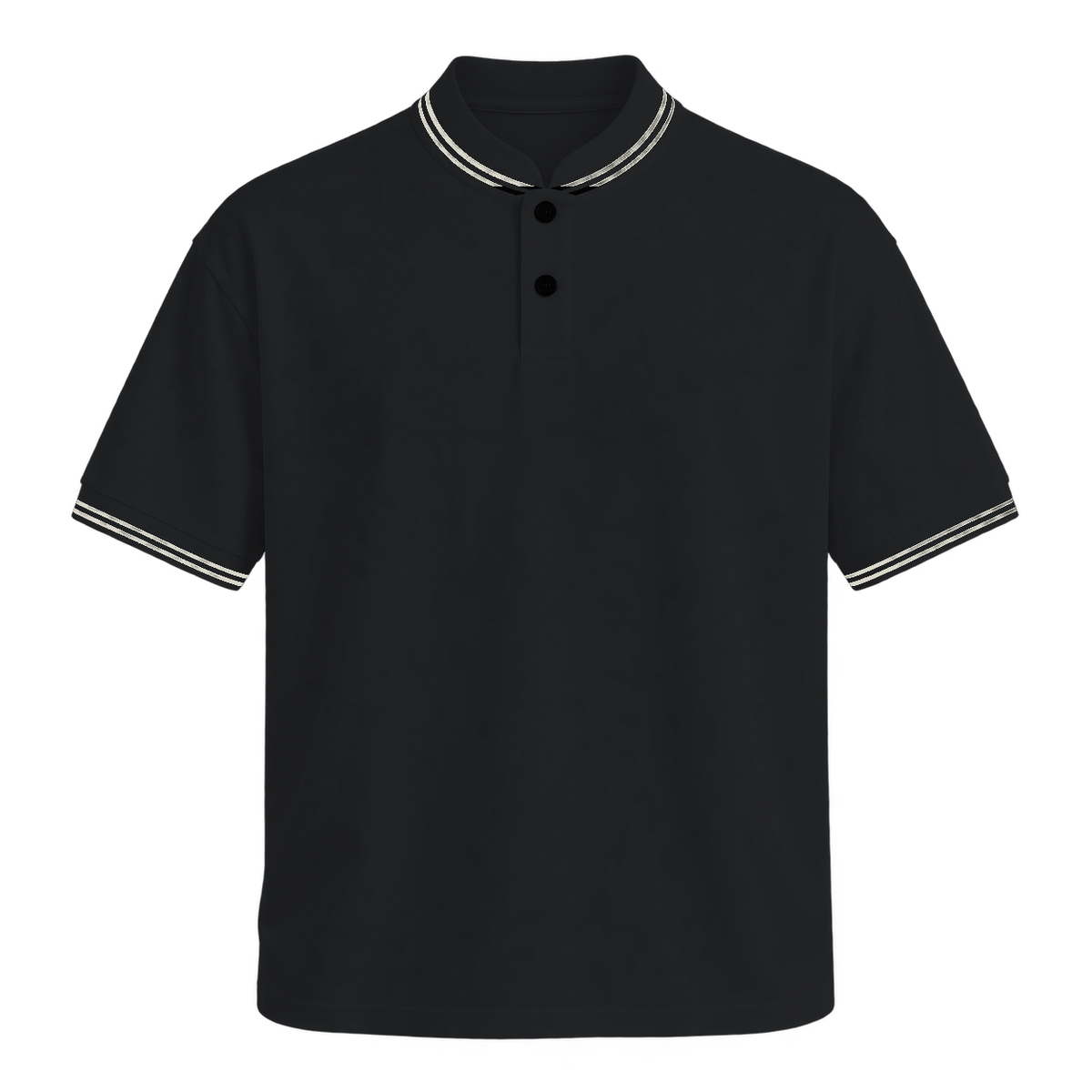 Contrast Trim Polo — Black front view