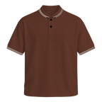 Contrast Trim Polo — Brown front view