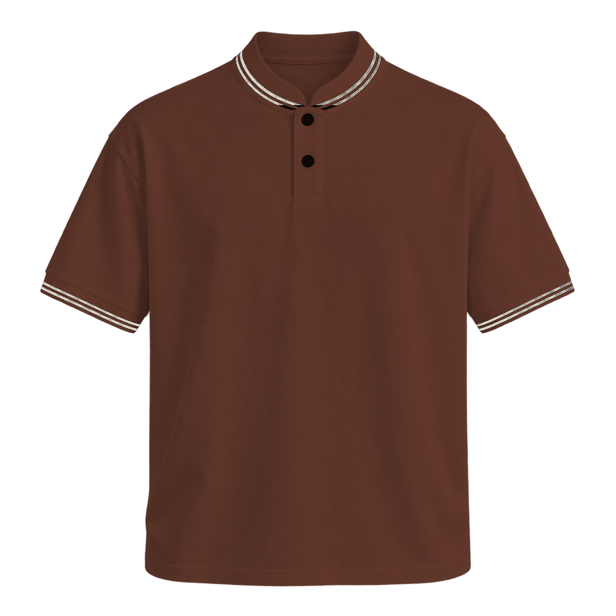 Contrast Trim Polo — Brown front view