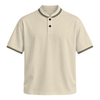 Contrast Trim Polo — Cream front view