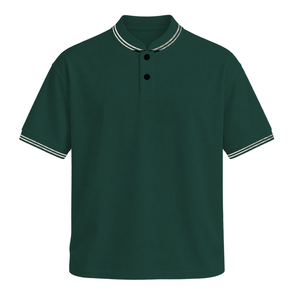 Contrast Trim Polo — Forest Green front view