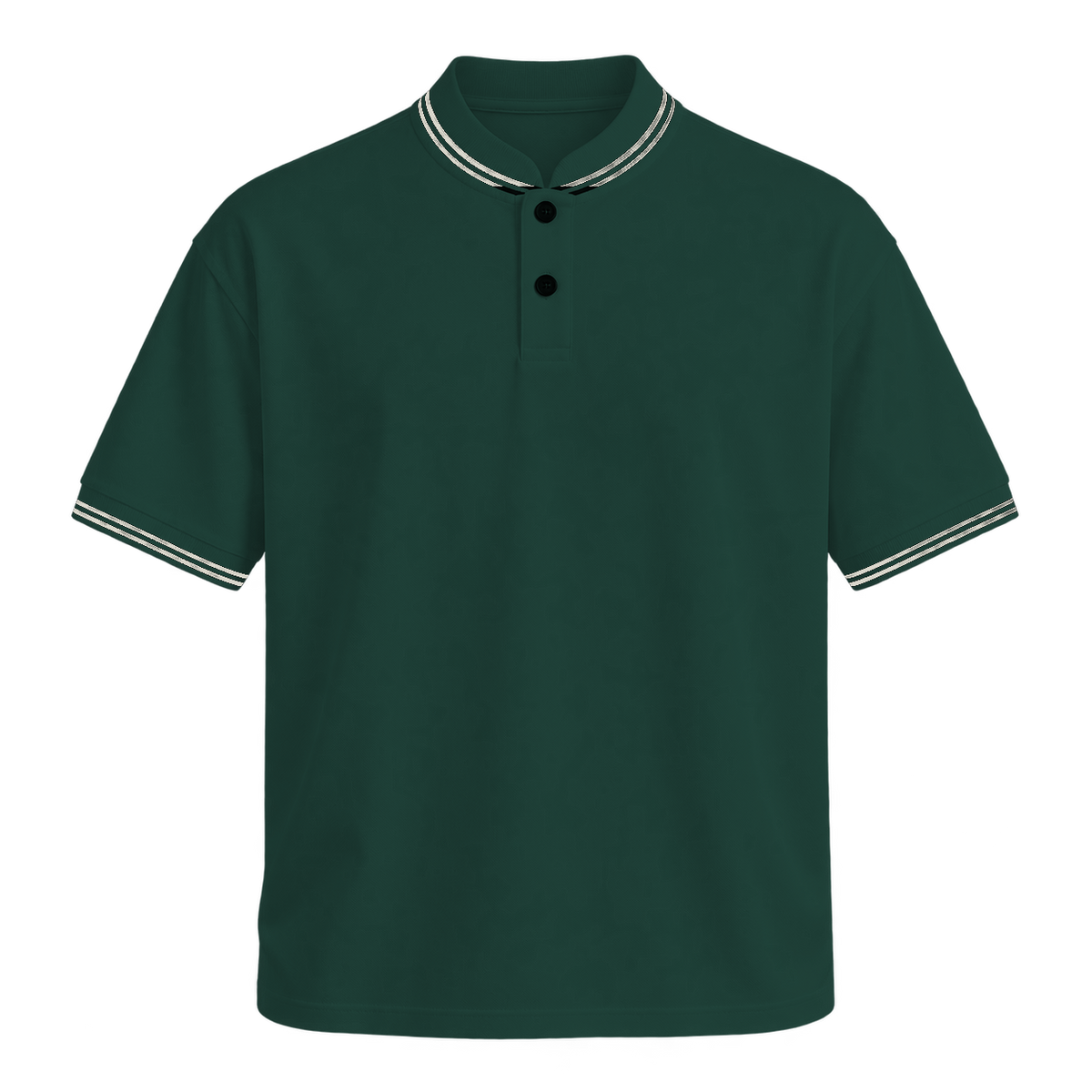 Contrast Trim Polo — Forest Green front view