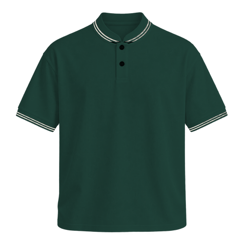 Contrast Trim Polo — Forest Green front view