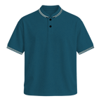 Contrast Trim Polo — Petrol Blue front view
