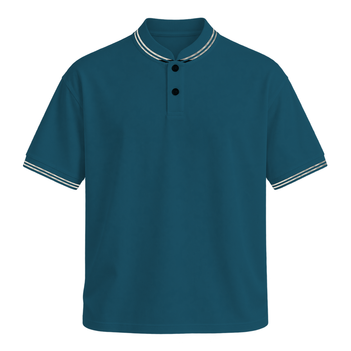 Contrast Trim Polo — Petrol Blue front view