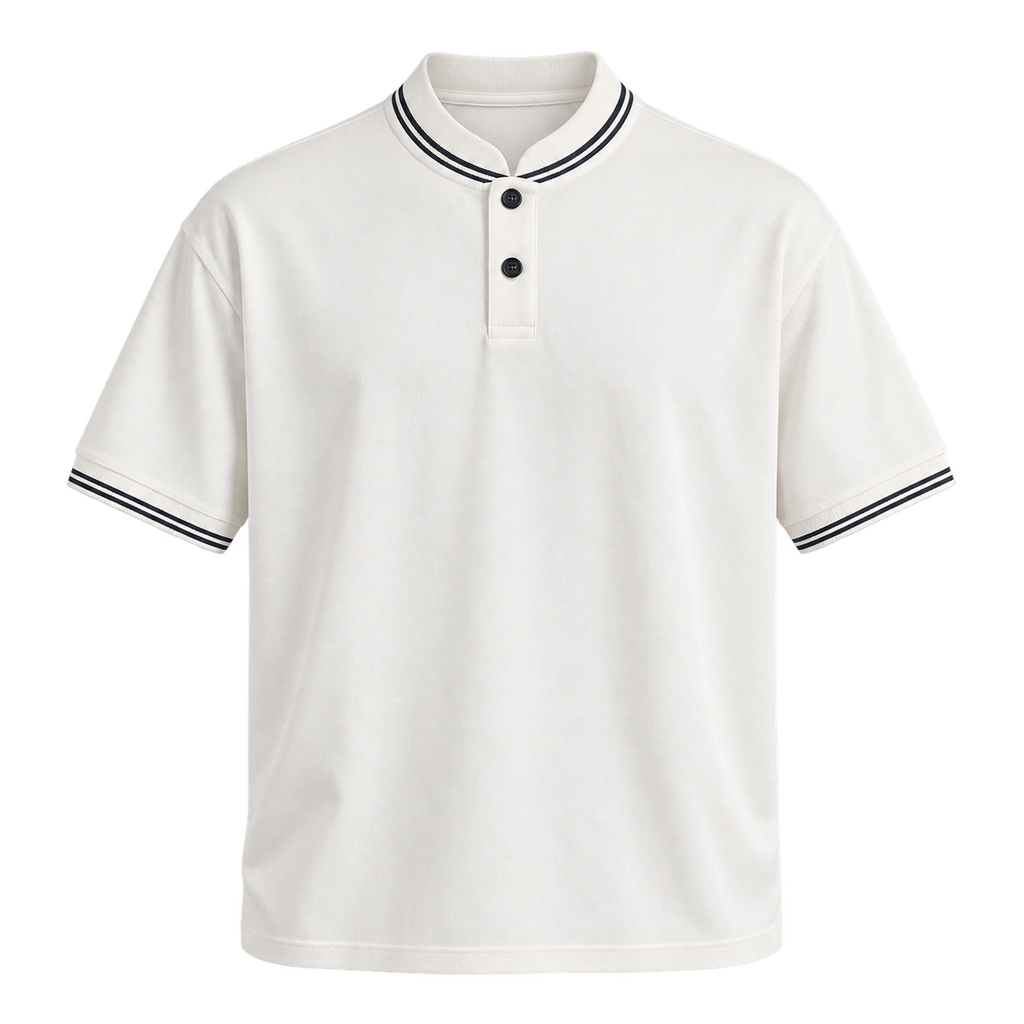 Contrast Trim Polo — White front view