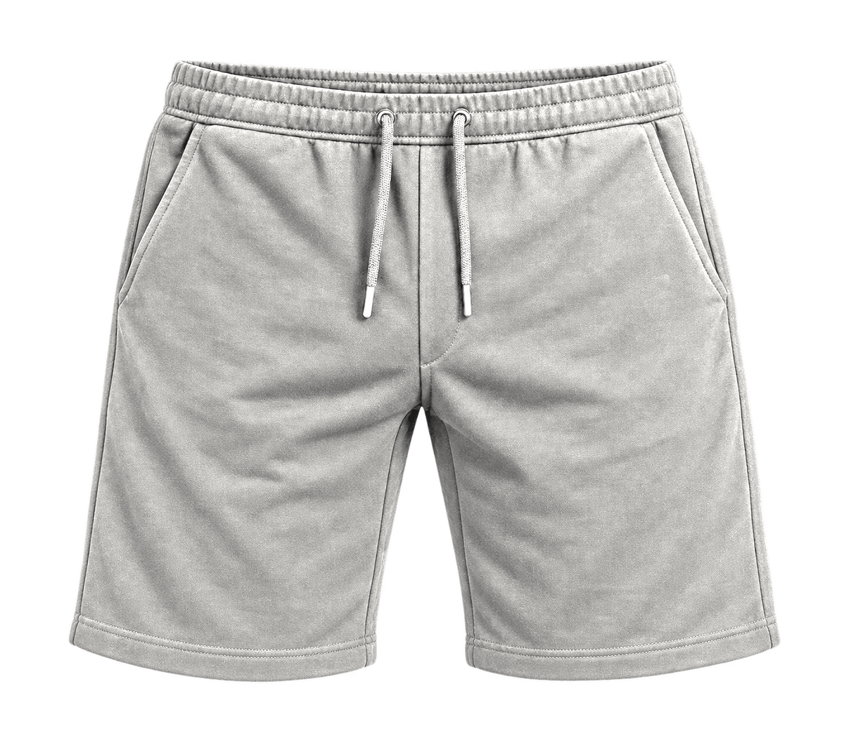 Everyday Drawstring Shorts — Light Grey front view